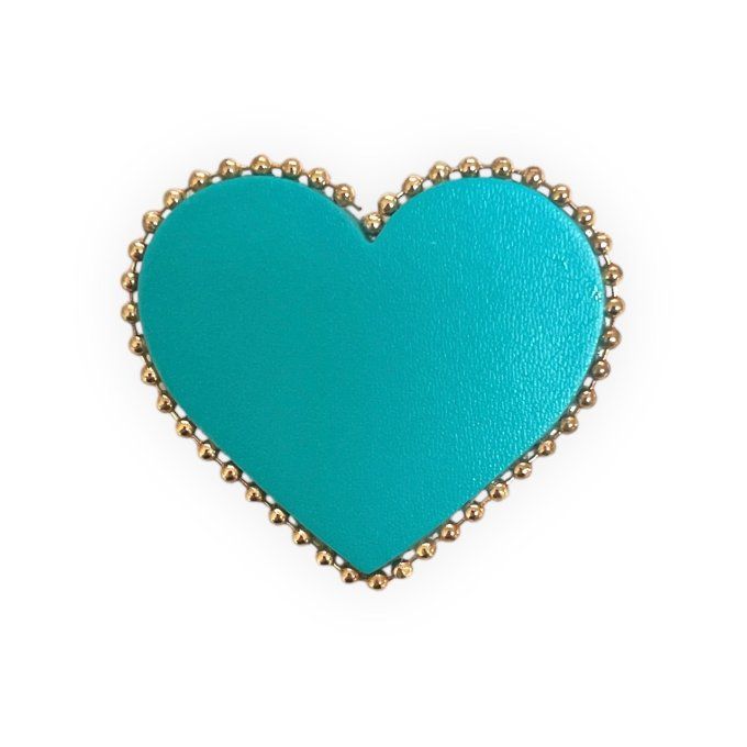 Broche Coeur perlée Bleu