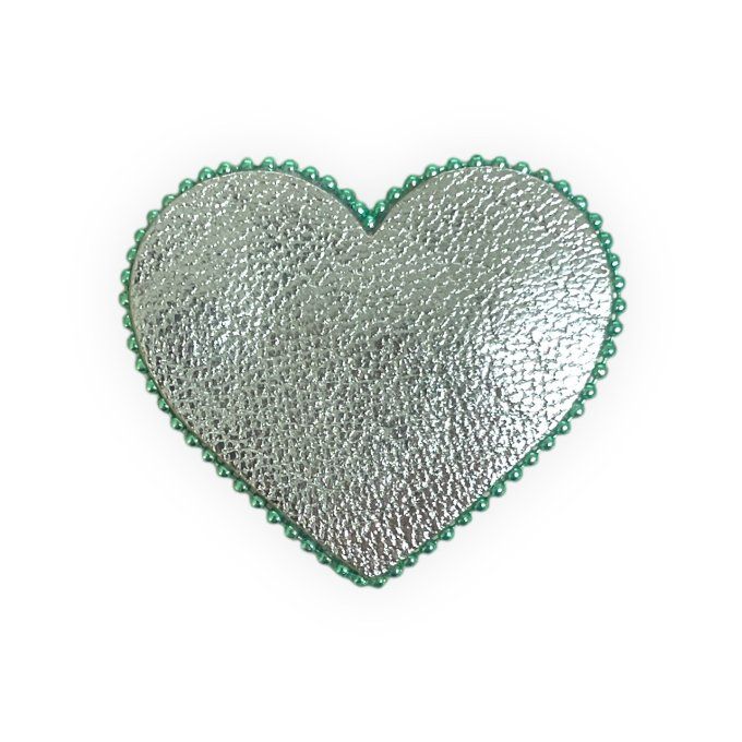 Broche Coeur perlée Vert
