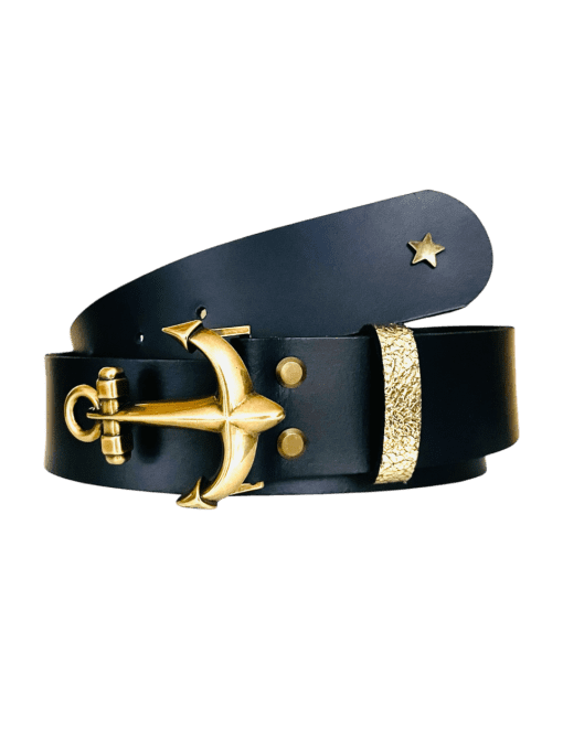 Ceinture en cuir HADDOCK Bleu Marine