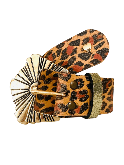 Ceinture en cuir SUNIA Léopard camel