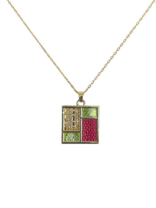 Collier TETRIS Fuchsia - Vert Pomme
